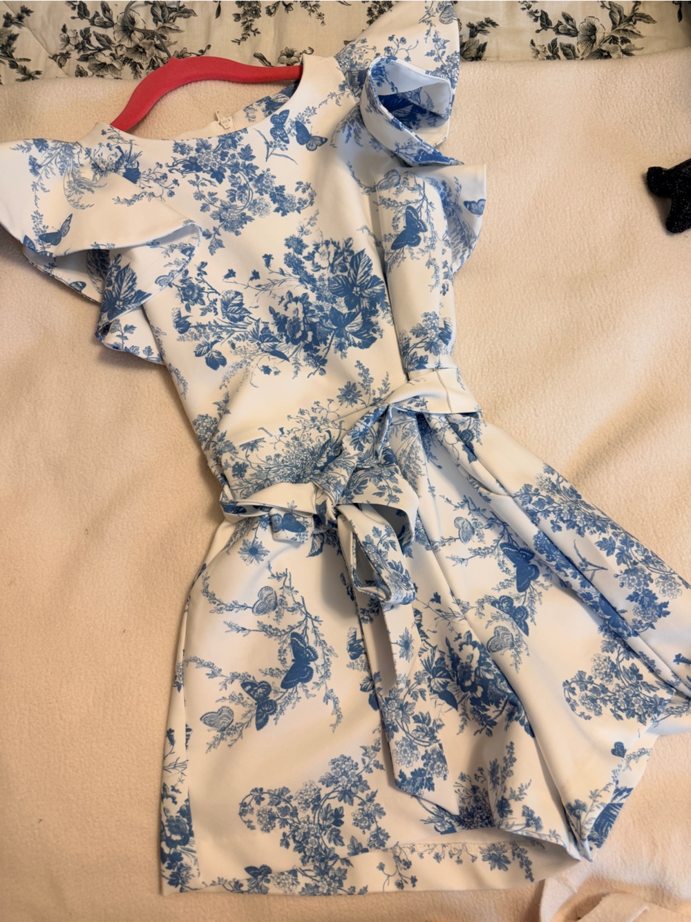 GB girls White and Blue Floral Tie-waist Romper